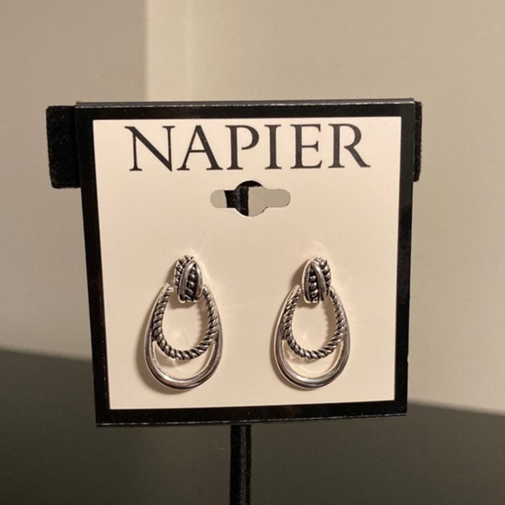 Napier Twisted Silver-Tone Drop Earrings
